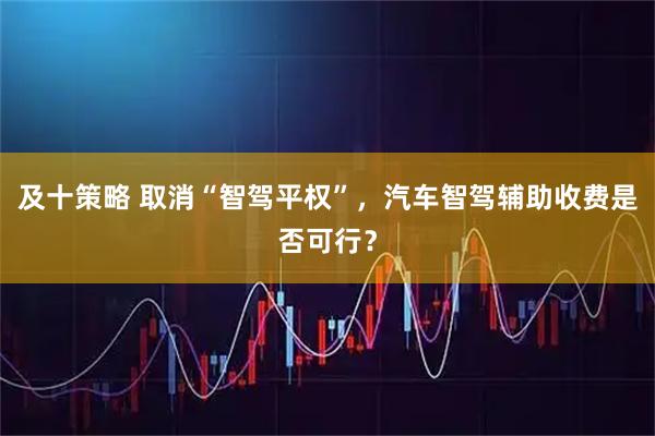 及十策略 取消“智驾平权”，汽车智驾辅助收费是否可行？