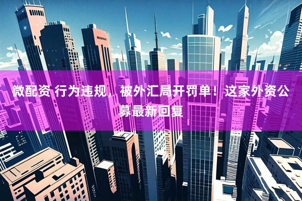 微配资 行为违规，被外汇局开罚单！这家外资公募最新回复